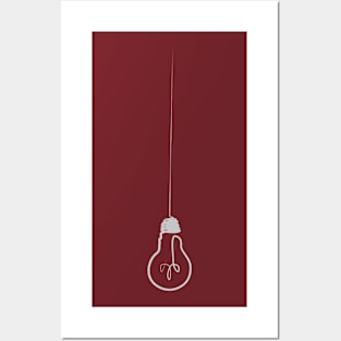 One Line Art Drawing One Light Lamp Posters and Art